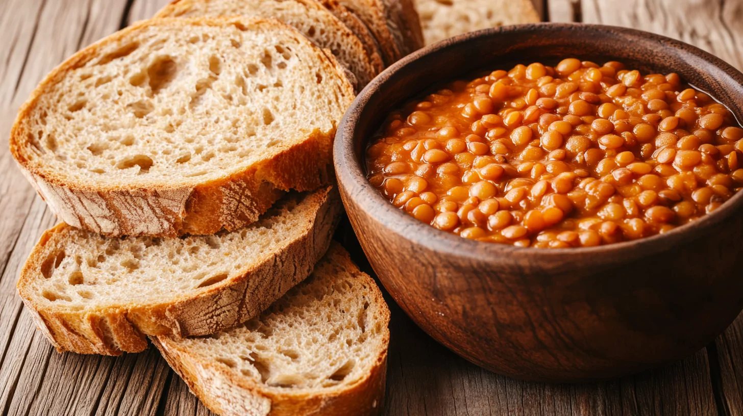 Lentils and bread comparison on a table