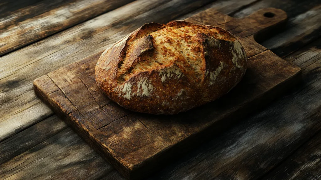 Freshly baked lentil bread loaf.