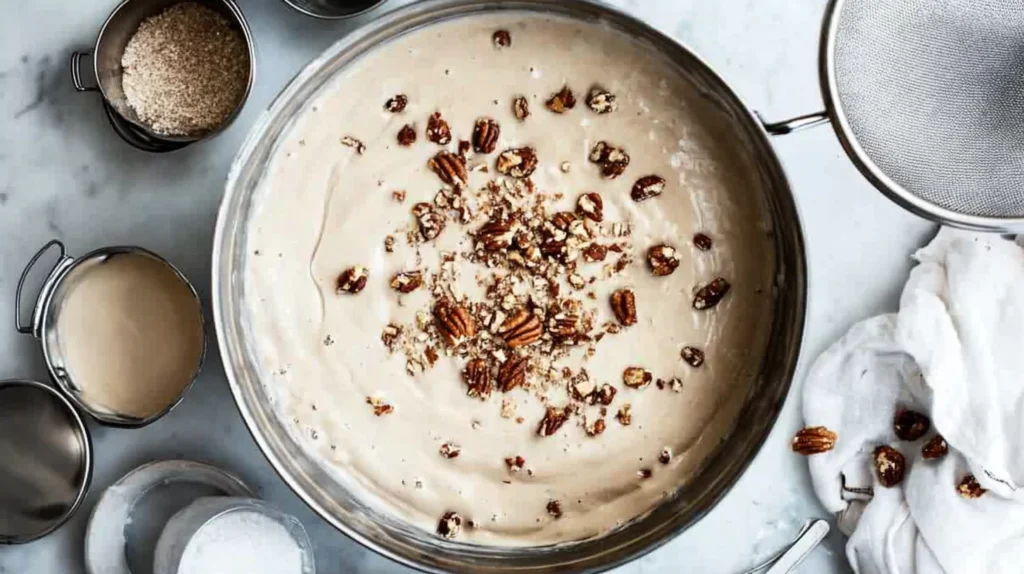 Nuts sinking in cake batter