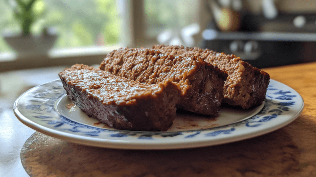 Side-by-side comparison of a meatloaf made with milk and one made with water.