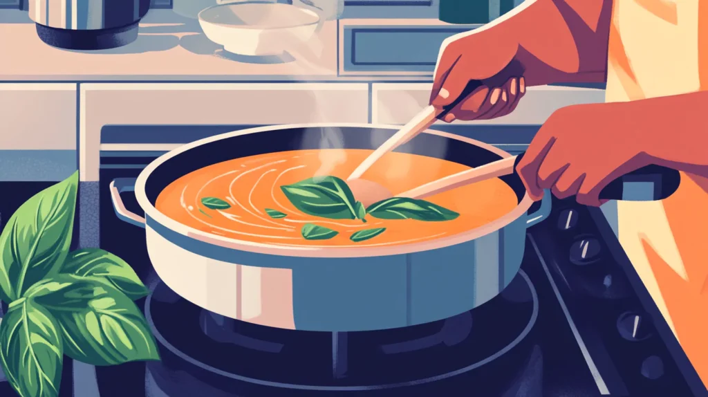 Cooking Marry Me Soup on the stove.