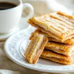 Freshly baked brown sugar cinnamon pop tarts with cinnamon glaze on a wooden table