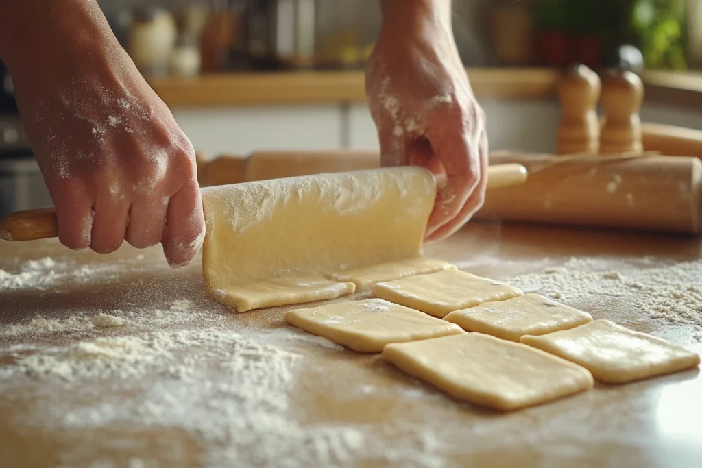 Rolling dough for Brown Sugar Pop Tart Recipe on a floured counter