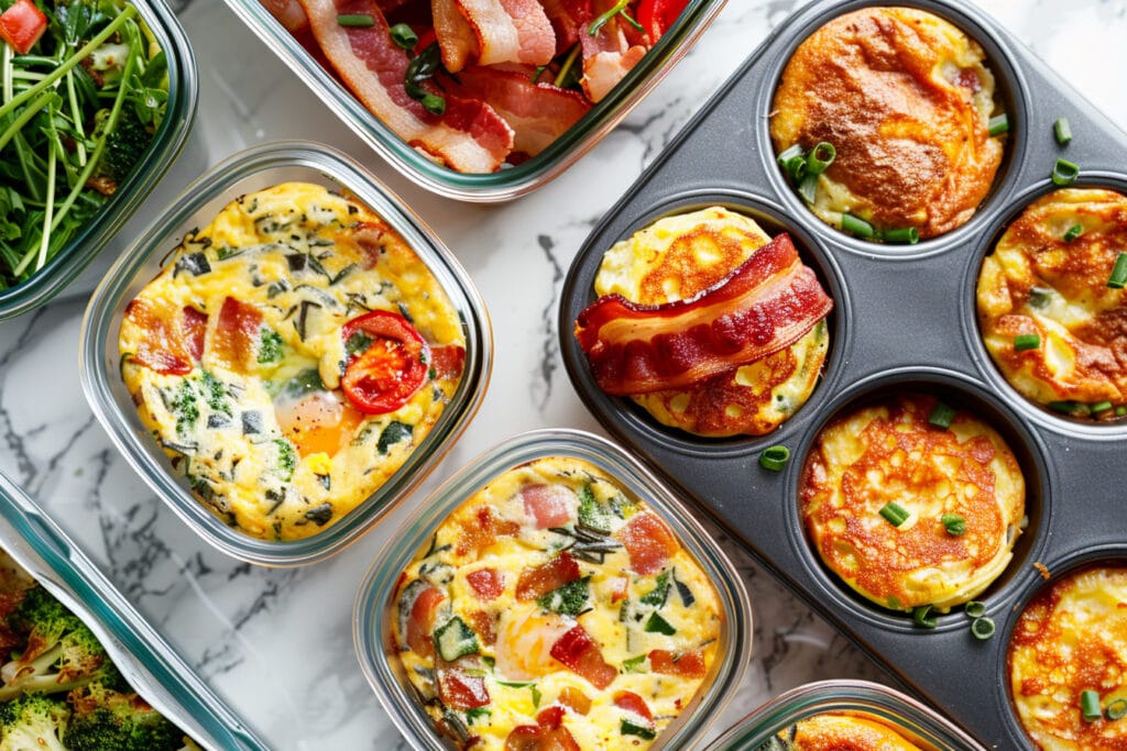 keto breakfast freezer meals like egg muffins and almond pancakes