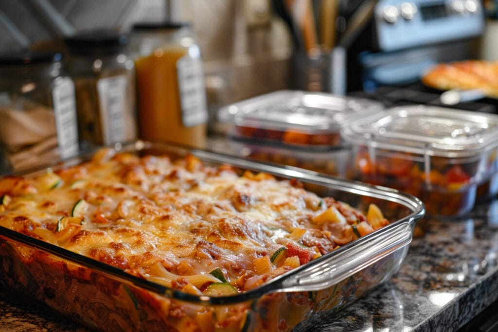 keto casseroles and taco bowls ready for freezer storage