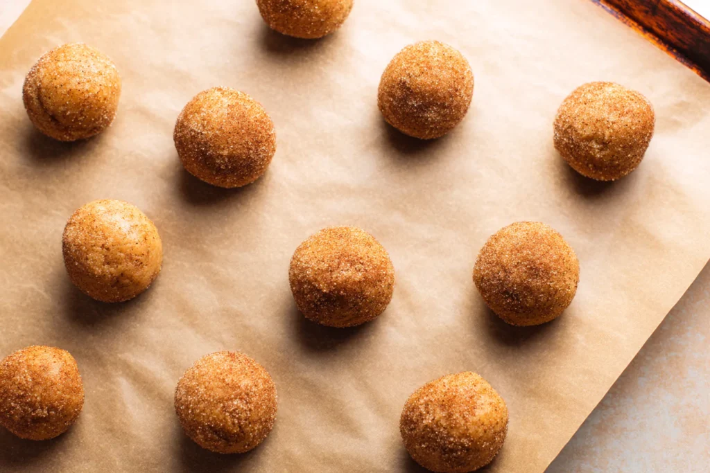 Cookie dough rolled in spice sugar