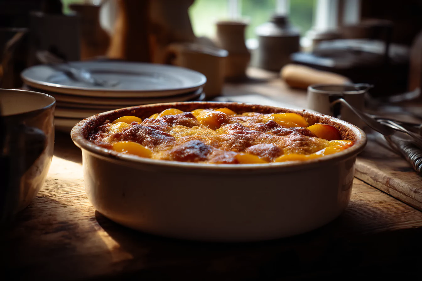 Nectarine Cinnamon-Sugar Cobbler fresh baked dessert