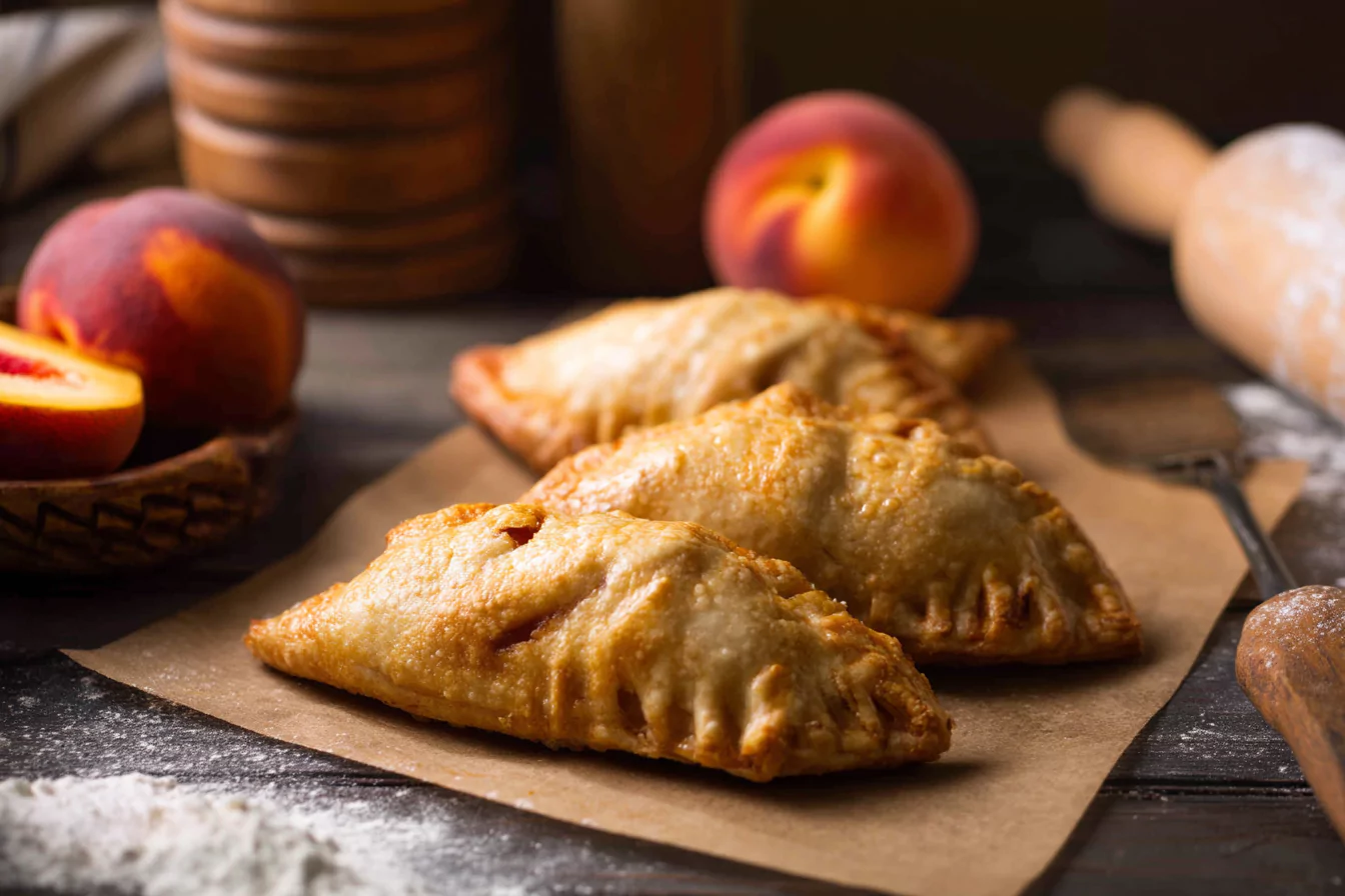 peach hand pies recipe on parchment paper