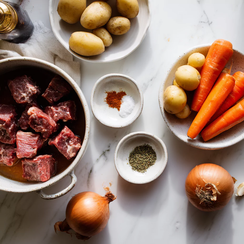 Simple Mexican beef stew recipe with basic ingredients
