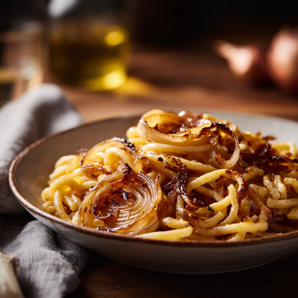 Caramelized Onion Pasta Recipe served warm