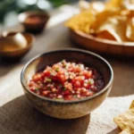 homemade salsa served with chips