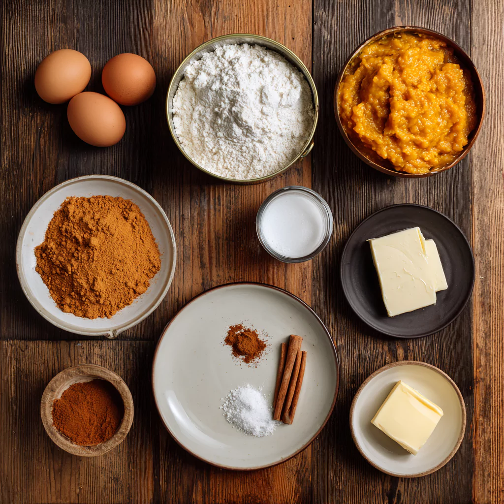 Pumpkin Bars Ingredients on Table
