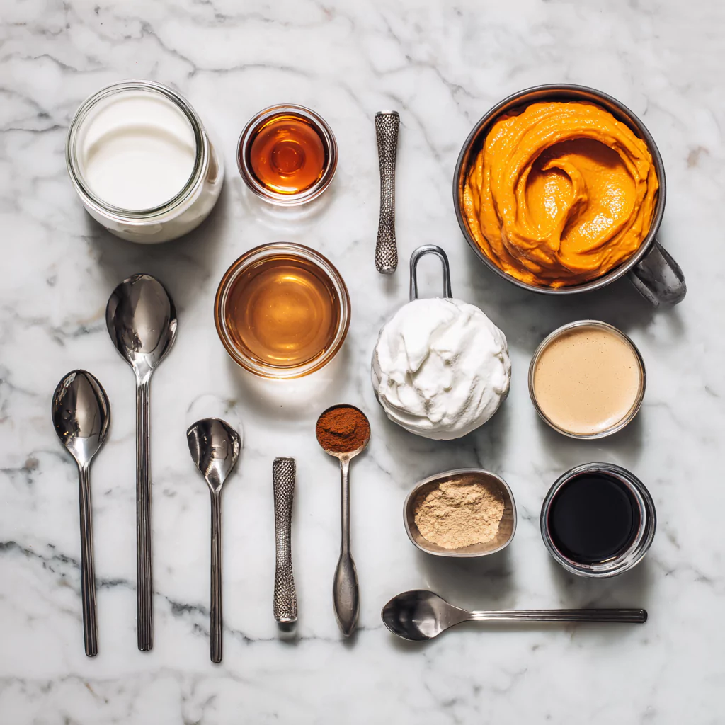 Pumpkin cold foam ingredients laid out