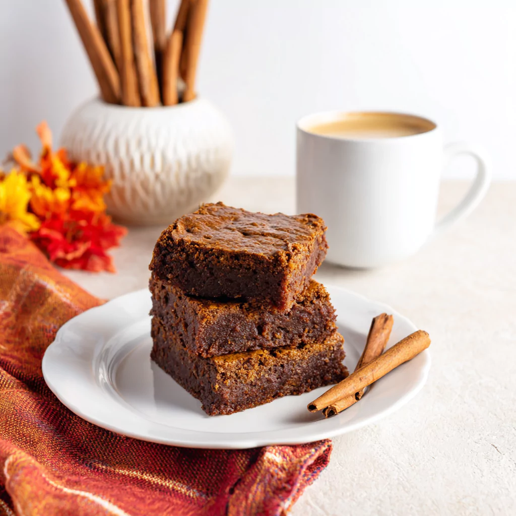 Served Pumpkin Brownies Stack