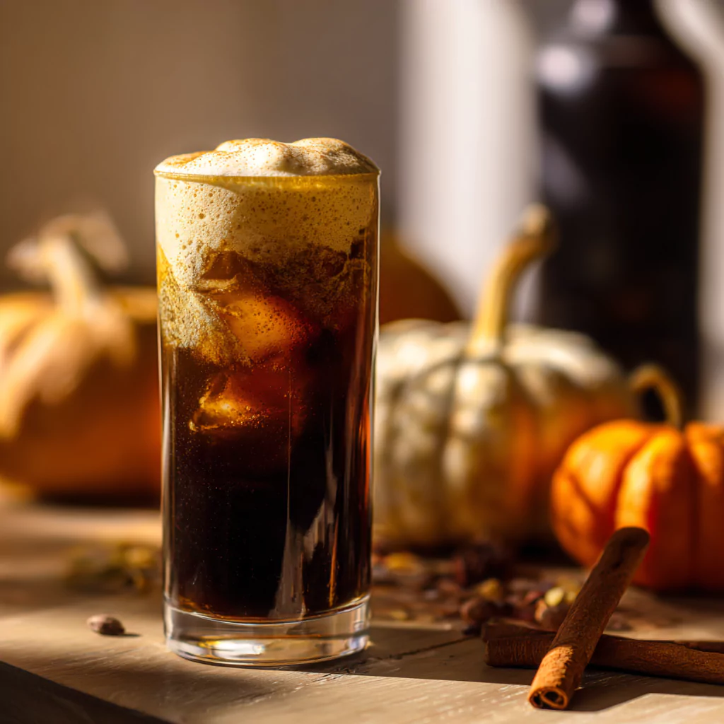 Iced coffee with pumpkin cold foam