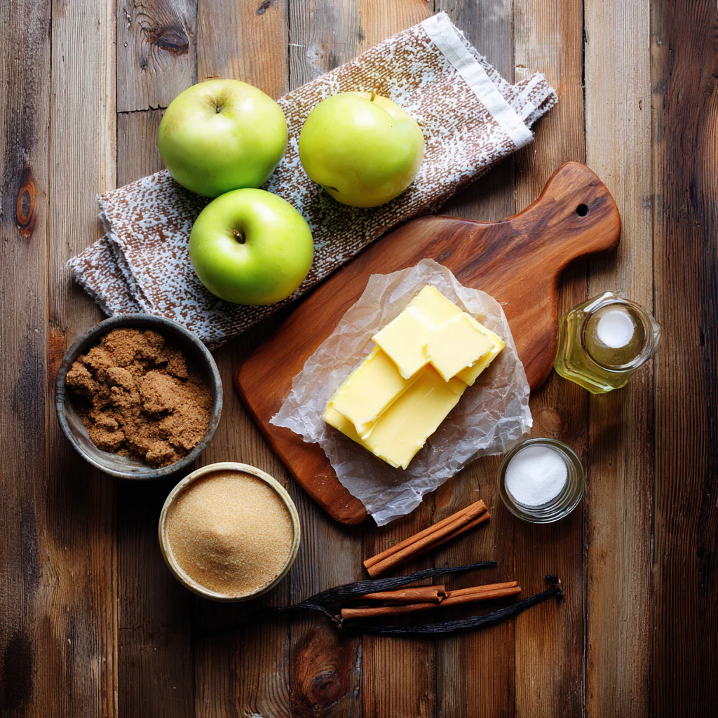 Ingredients for making Southern fried apples