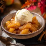 Southern fried apples served with ice cream
