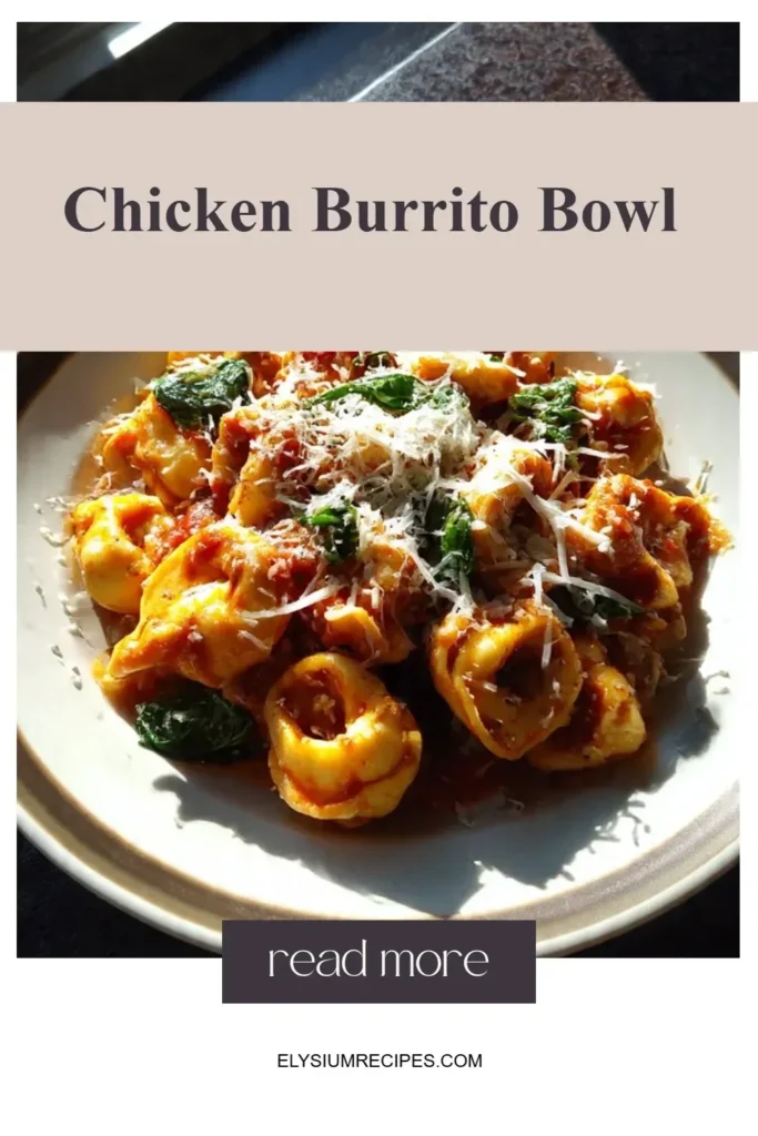 A vibrant Chicken Burrito Bowl with rice, grilled chicken, beans, and fresh veggies.