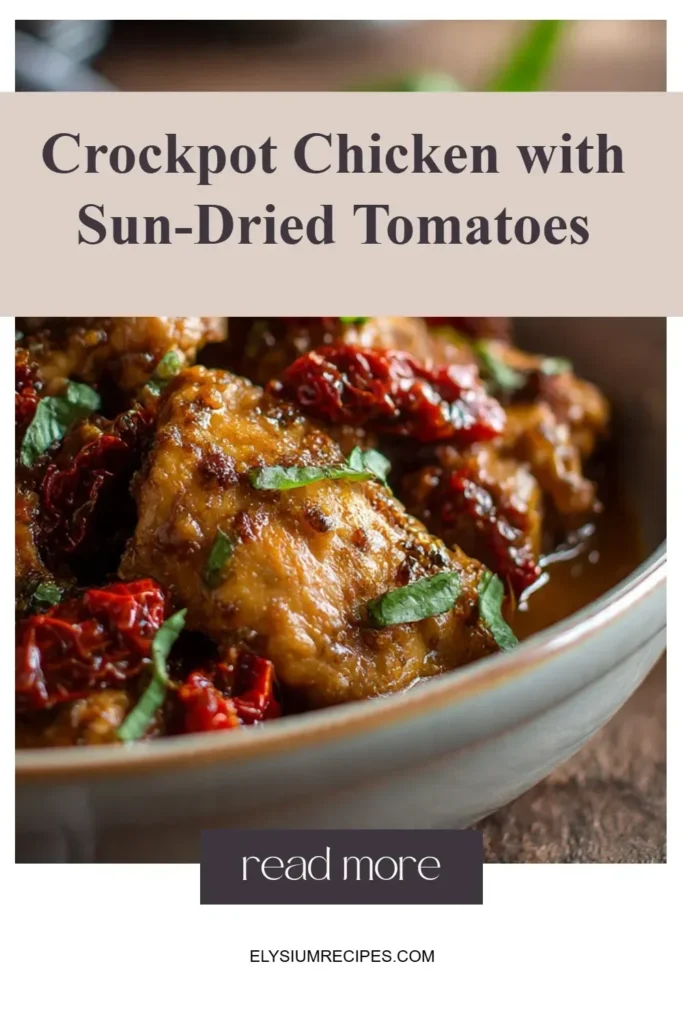 Crockpot Chicken with Sun-Dried Tomatoes dish served with herbs
