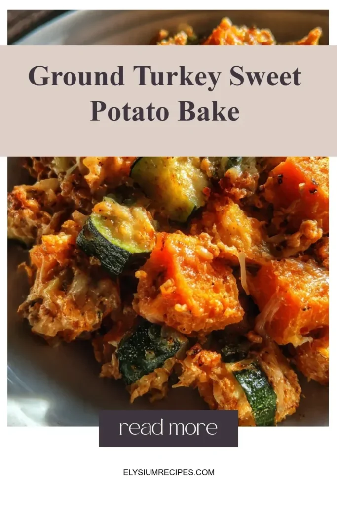 Ground Turkey Sweet Potato Bake with vegetables in a casserole dish