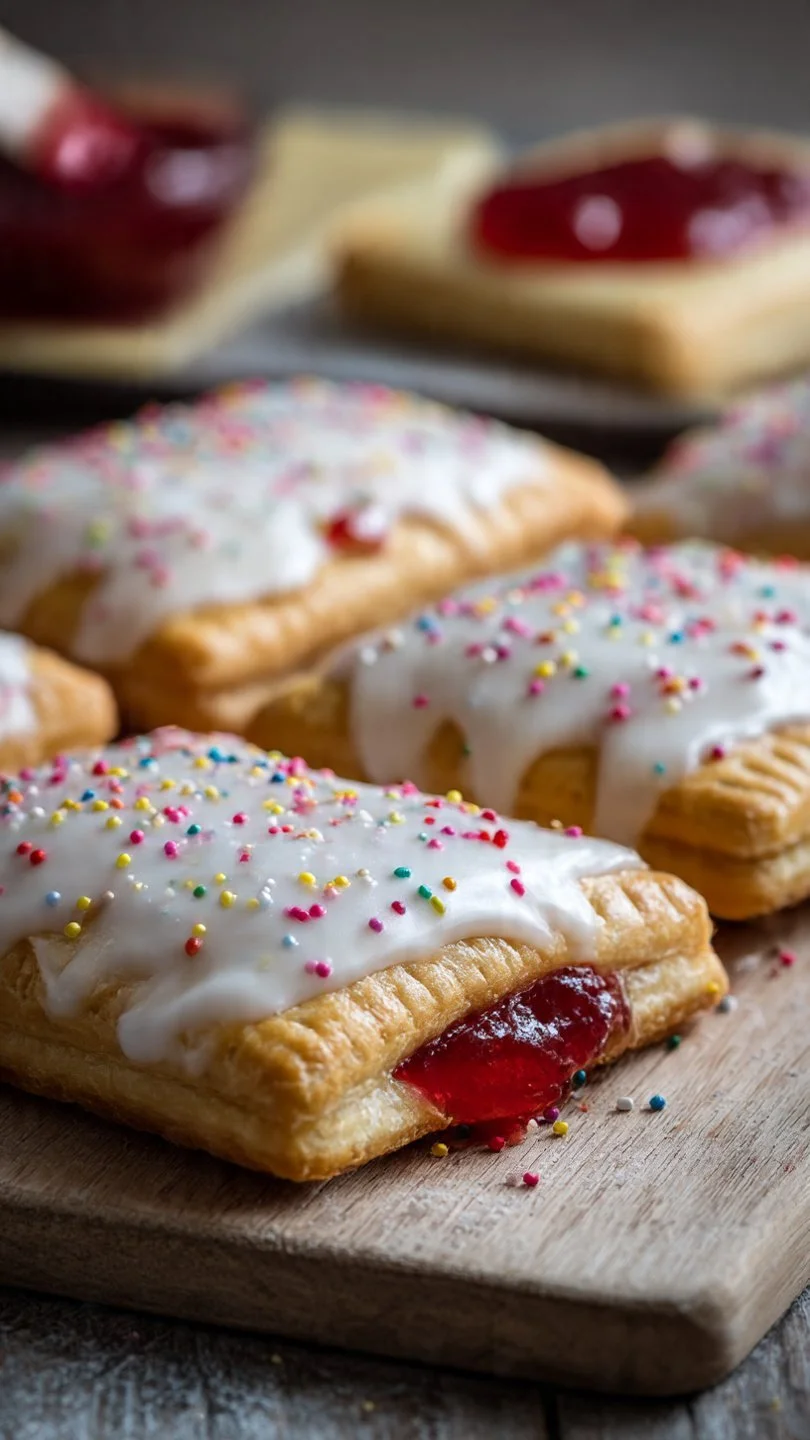 Delicious homemade sourdough pop tarts with fruit filling and icing
