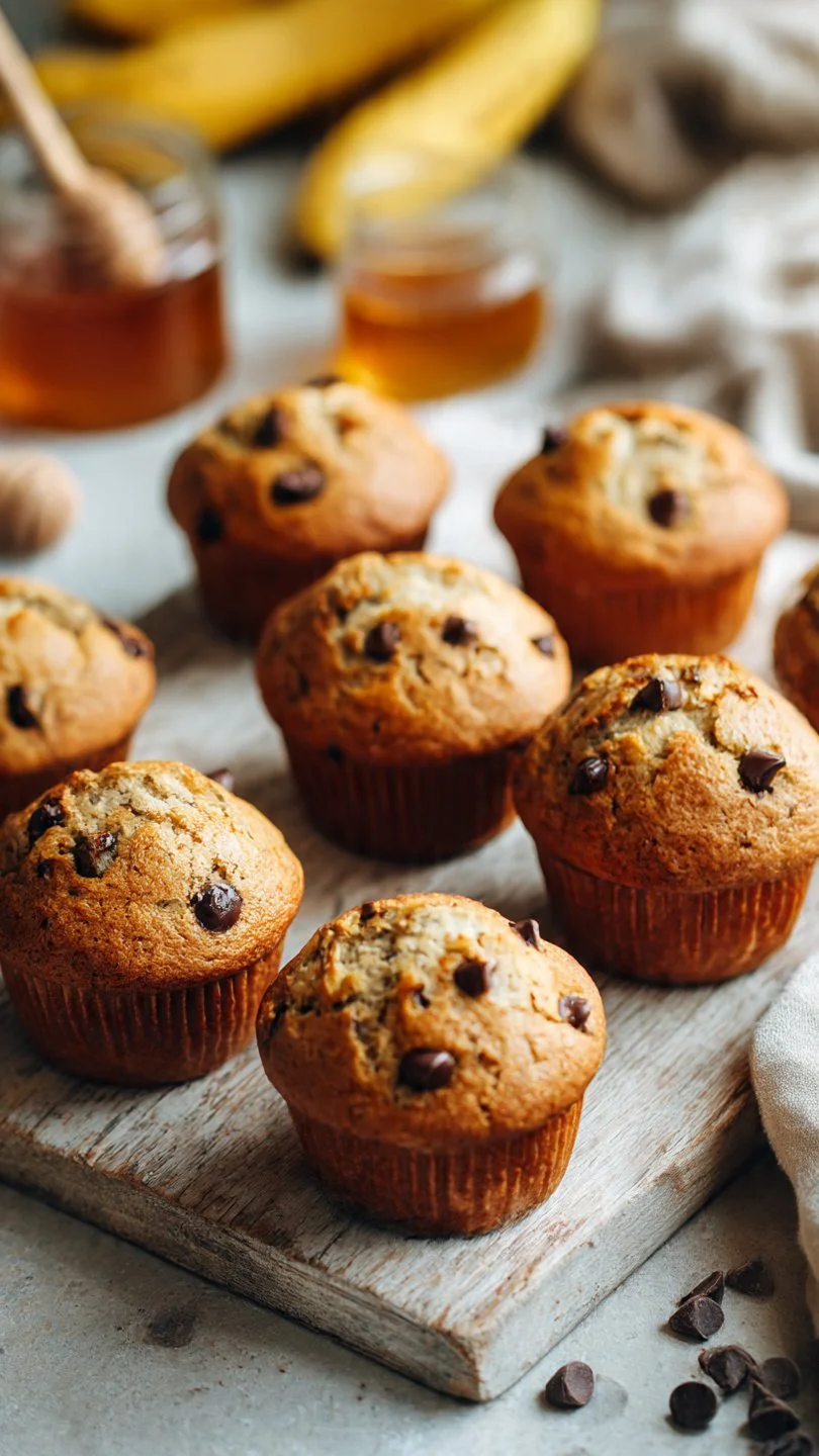 Freshly baked moist banana bread muffins with a golden brown top