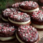 Delicious peppermint bark cookies decorated with crushed candy canes