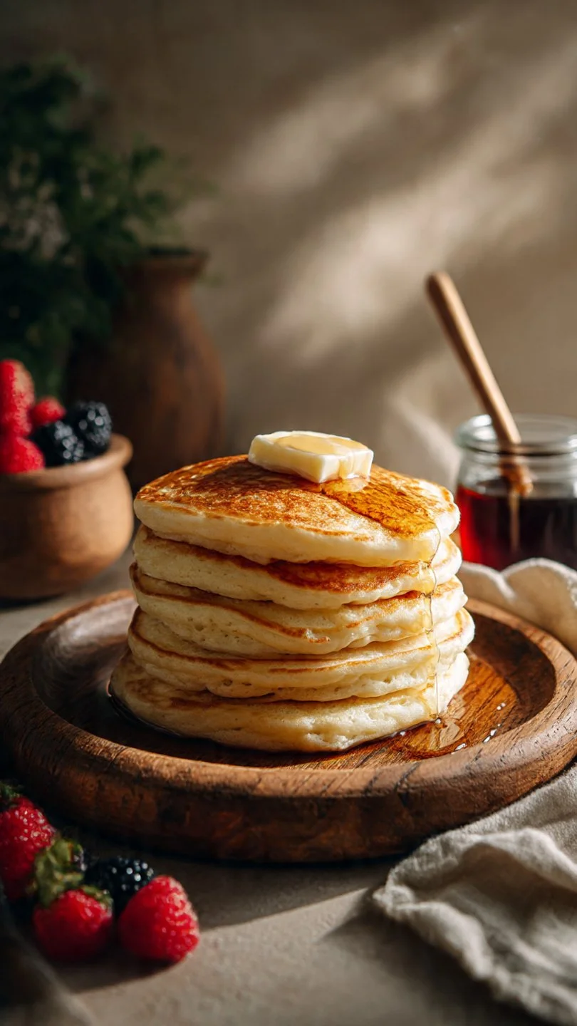 Fluffy sourdough pancakes made from sourdough discard