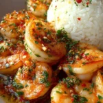 Delicious creamy garlic shrimp served in a bowl, ready to be enjoyed.