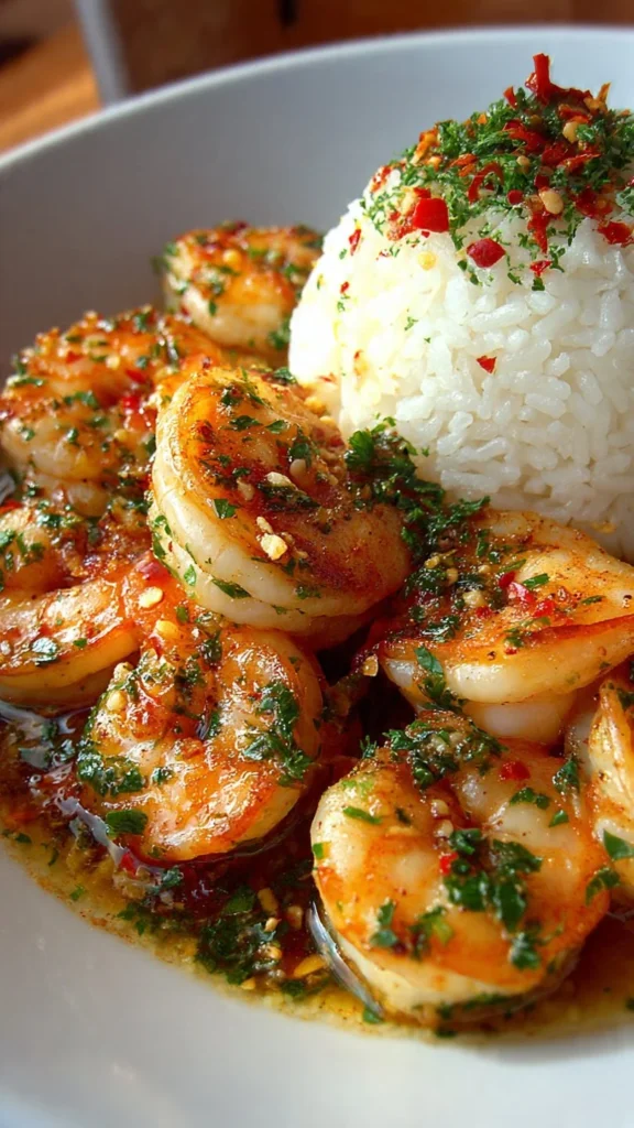 Delicious creamy garlic shrimp served in a bowl, ready to be enjoyed.