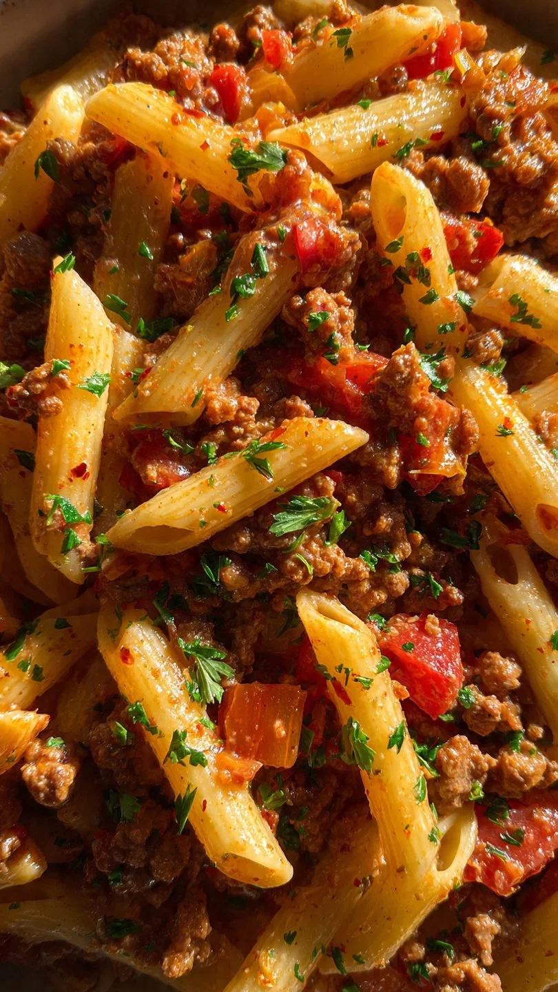 Viral Anna Paul's easy and delicious Turkish pasta recipe served on a plate.