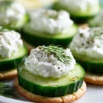 Cucumber Cream Cheese Bites appetizer on a platter