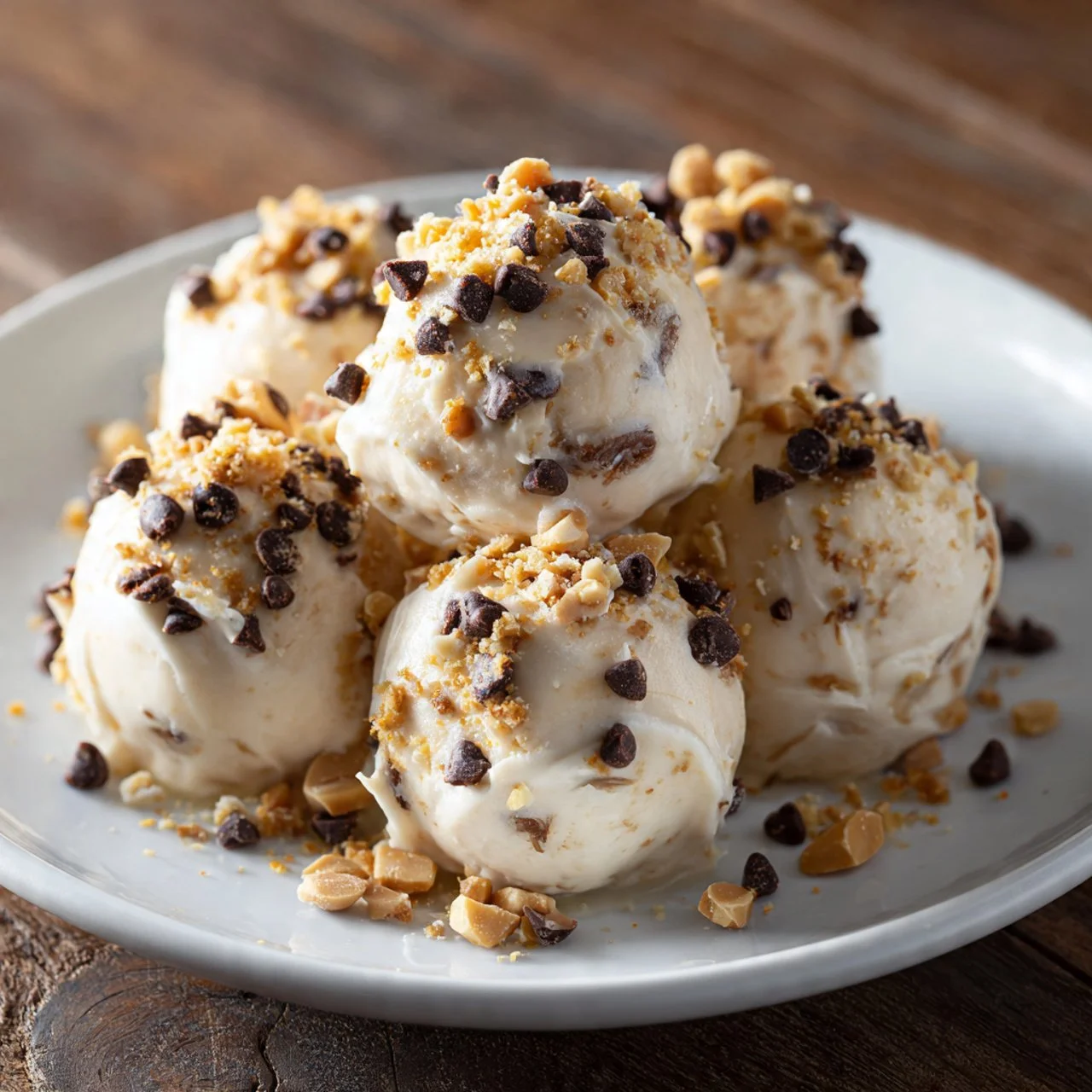 Frozen Greek yogurt peanut butter bites, a healthy snack option.