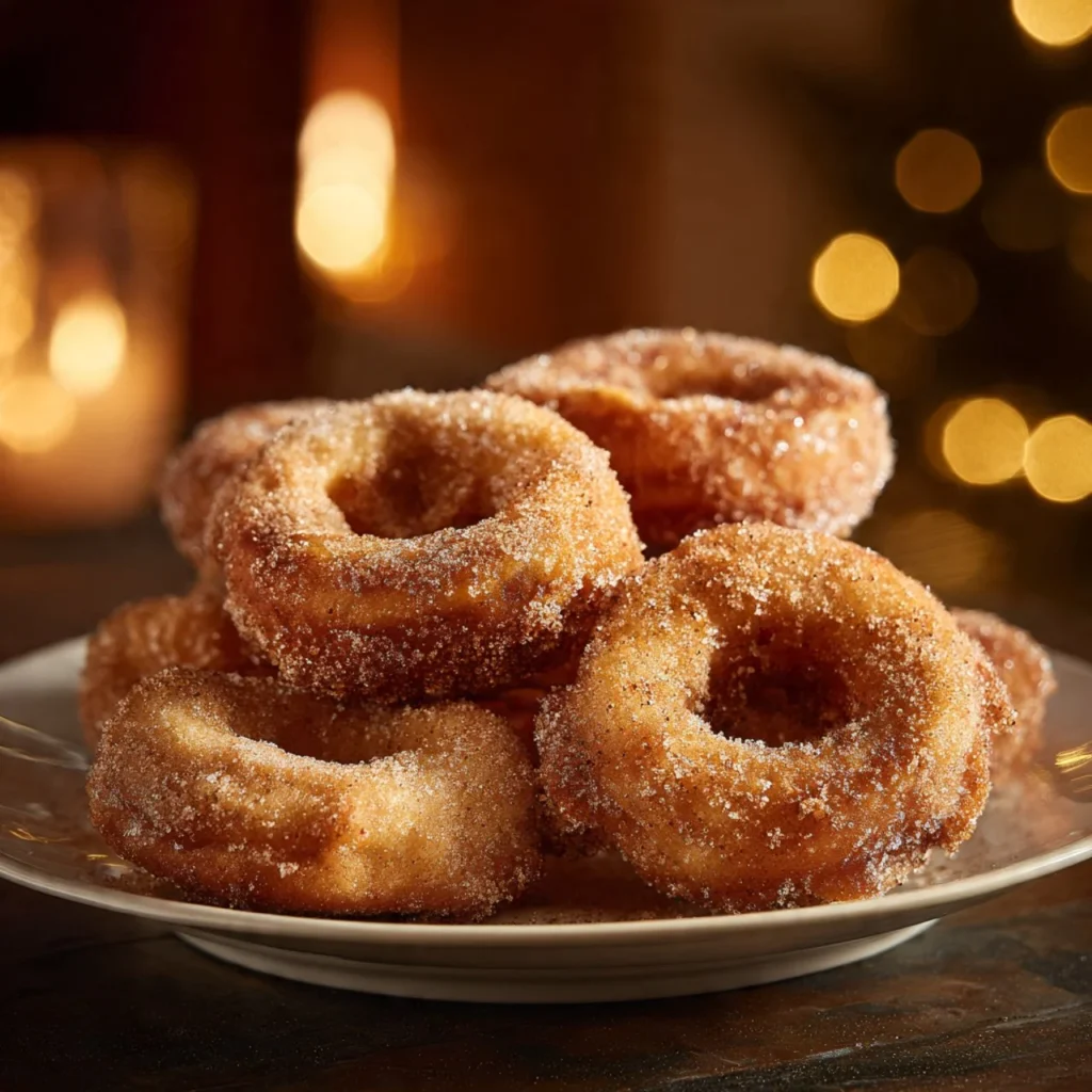 Delicious air fryer cinnamon apple rings served as a snack