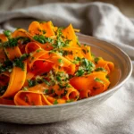 Colorful Carrot Ribbon Salad with fresh greens and a zesty dressing