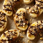 Delicious Chocolate Peanut Butter Banana Bites on a plate