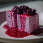 Delicious blueberry cottage cheese mousse dessert in a glass