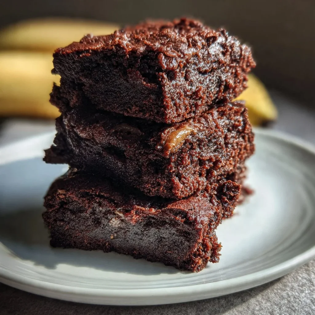 Delicious healthy banana brownies made with ripe bananas and wholesome ingredients.