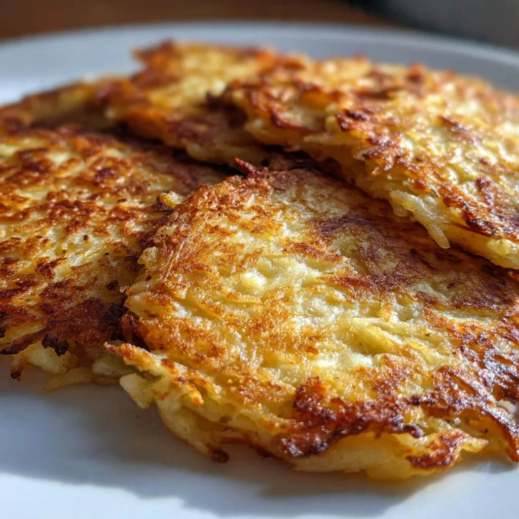 Healthy low-calorie hash browns served on a plate with herbs.