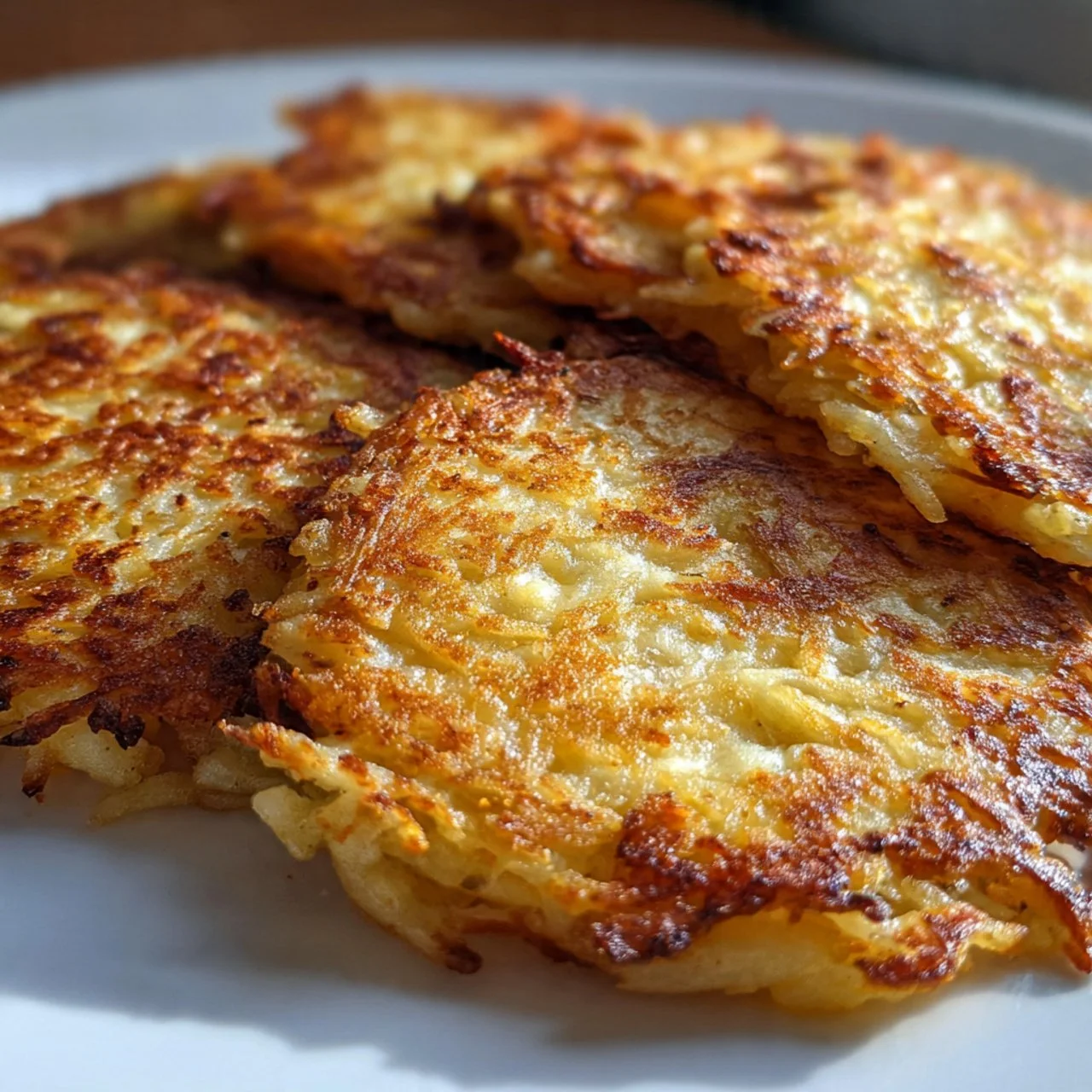 Healthy low-calorie hash browns served on a plate with herbs.