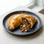 Delicious homemade ground beef empanadas on a wooden platter