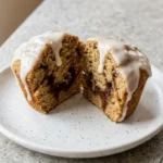 Delicious healthy cinnamon roll protein muffins fresh out of the oven
