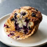 Juicy blueberry cottage cheese muffins fresh out of the oven